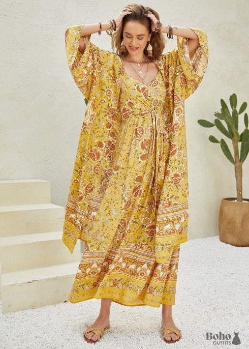 Vestido estilo kimono bohemio chic de Cosmo para mujer