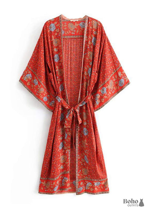 Women's Chic Delirium Boho Kimono - Red Dress