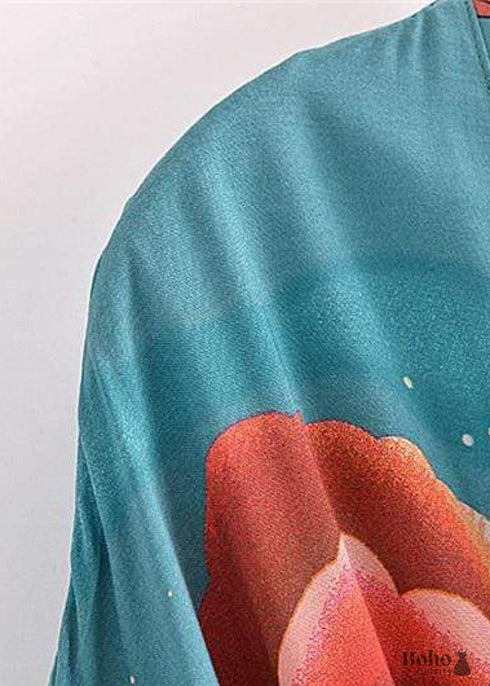 Women's Chic Galaxy Boho Kimono - Green Dress