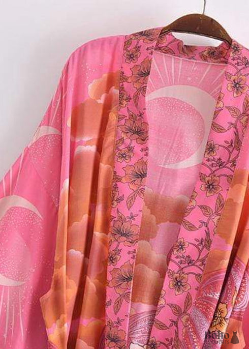 Women's Chic Galaxy Boho Kimono - Pink Dress