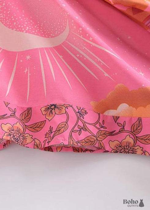 Women's Chic Galaxy Boho Kimono - Pink Dress