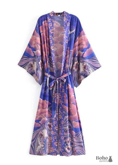 Women's Chic Galaxy Boho Kimono - Purple Dress