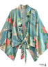 Women's Chic Green Floral Boho Kimono Dress