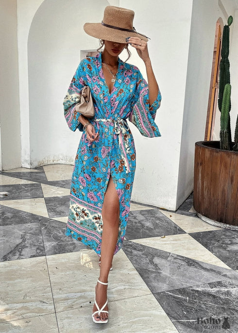 Women’s Chic India Boho Kimono - Blue Dress