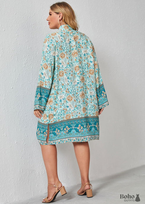 Vestido estilo kimono bohemio Aura de talla grande para mujer