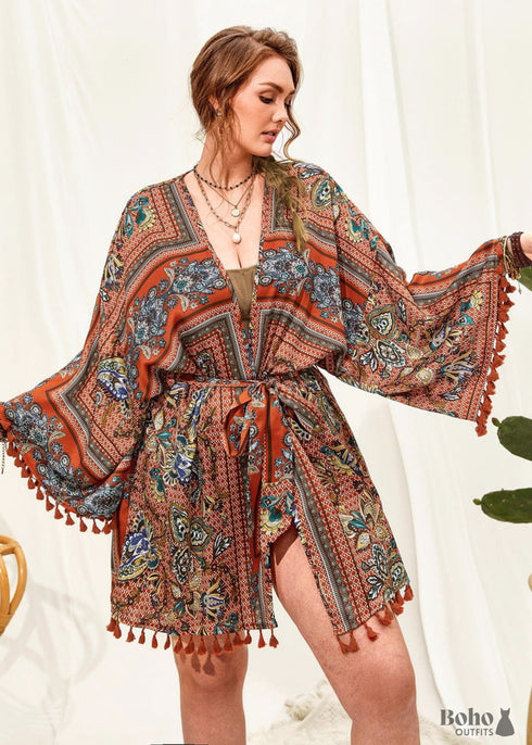 Women's Chic Plus Size Avenline Boho Kimono Dress