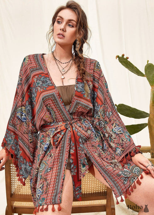 Women's Chic Plus Size Avenline Boho Kimono Dress