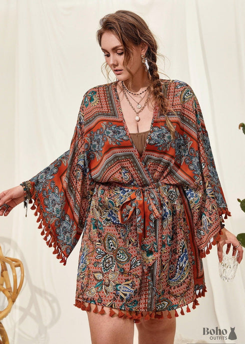 Women's Chic Plus Size Avenline Boho Kimono Dress