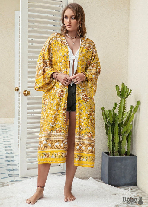 Women's Chic Plus Size Cosmo Boho Kimono Dress