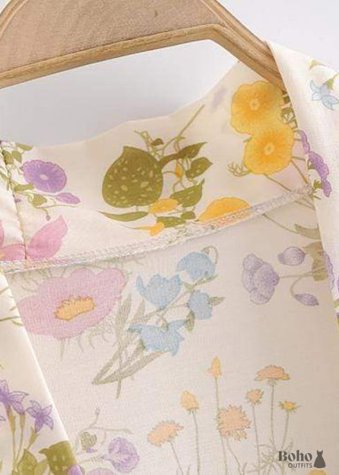 Vestido kimono bohemio con poema elegante para mujer