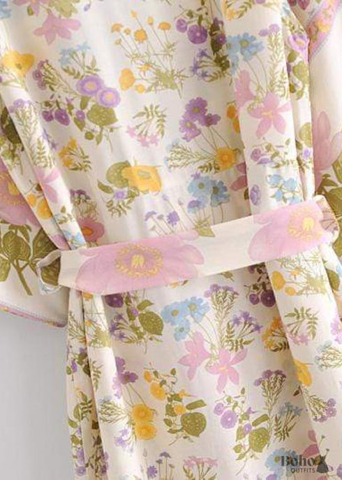 Vestido kimono bohemio con poema elegante para mujer