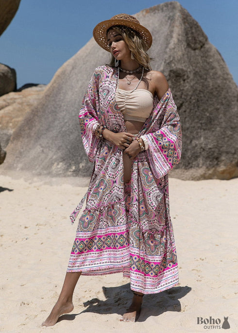 Women’s Chic Utopia Boho Kimono - Pink Dress
