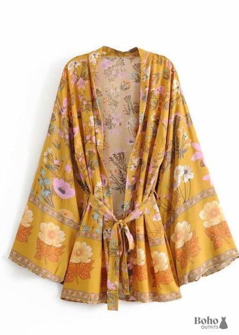 Women's Chic Violetta Boho Kimono - Yellow Dress