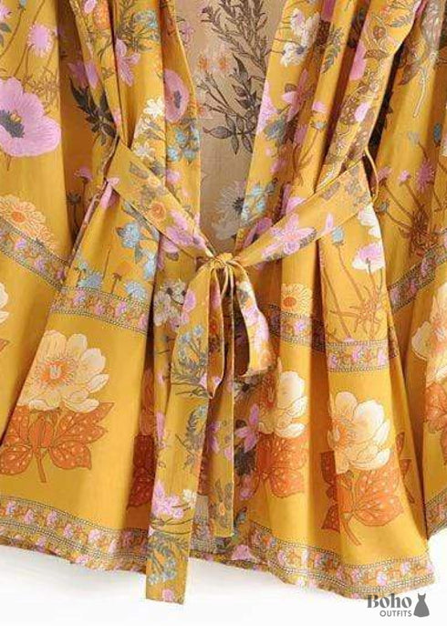 Women's Chic Violetta Boho Kimono - Yellow Dress