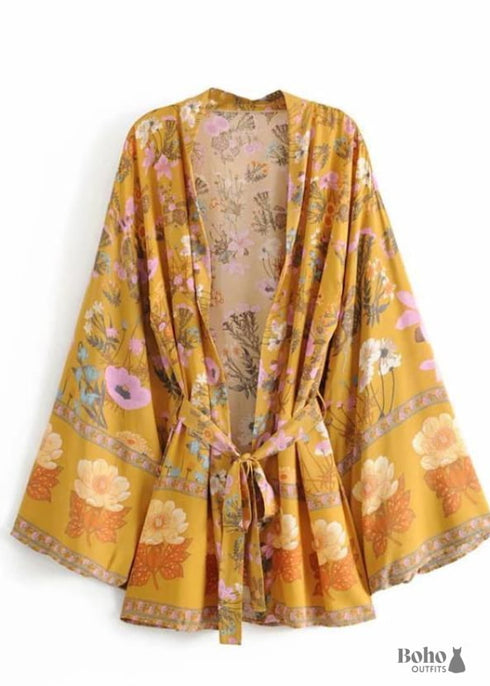 Women's Chic Violetta Boho Kimono - Yellow Dress