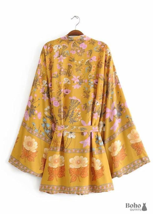 Women's Chic Violetta Boho Kimono - Yellow Dress
