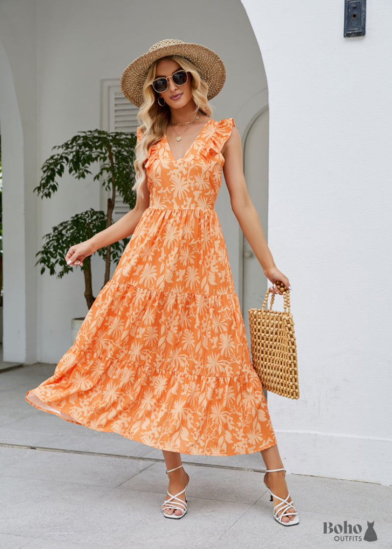 Women's Boho Dress Summer Uk Sale Clearance Loose Casual Midi