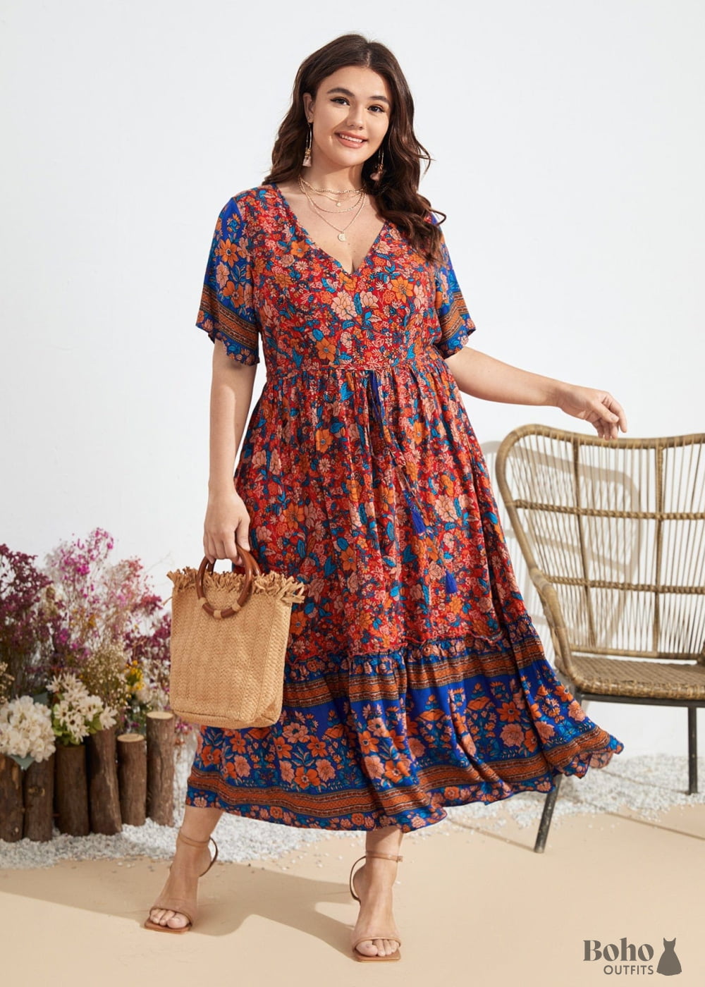 chinese dress ladies Plus Size Bethany Ruffled Top Dress- Ivory 3X / Ivory at Curvy Sense main image 0