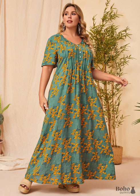 Boho Plus Size Blossom Maxi Dress For Women