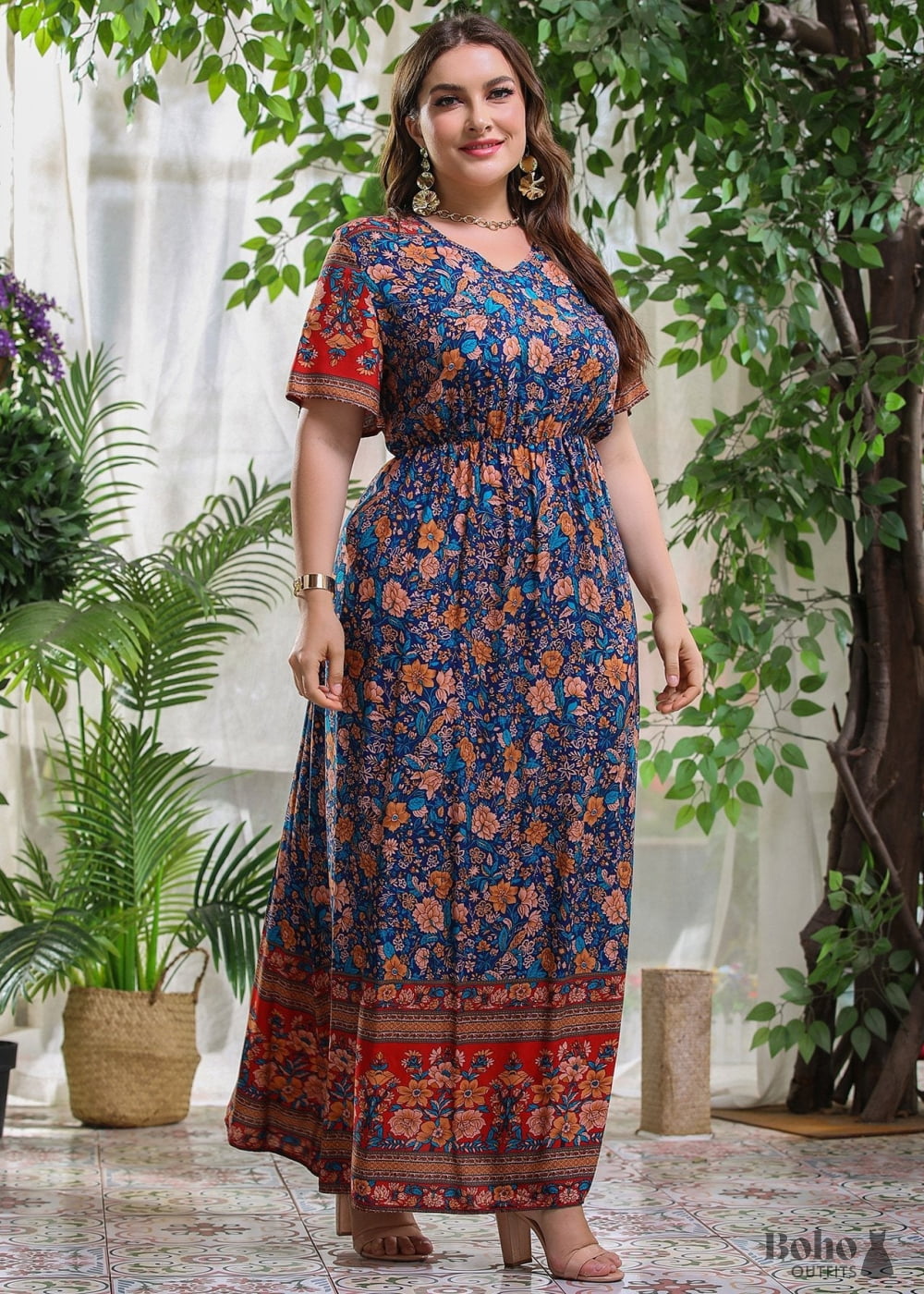 Boho Plus Size Geneva Maxi Dress For Women
