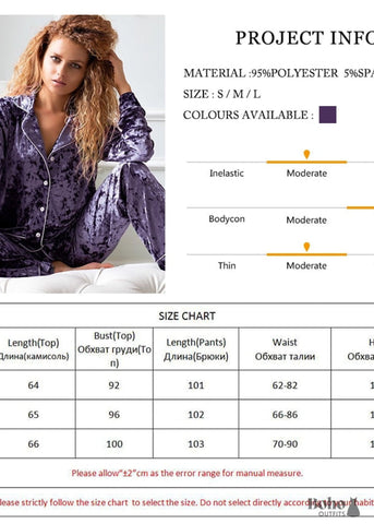 Boho Sleepwear Pajamas Set PJ Purple Velvet - & Loungewear