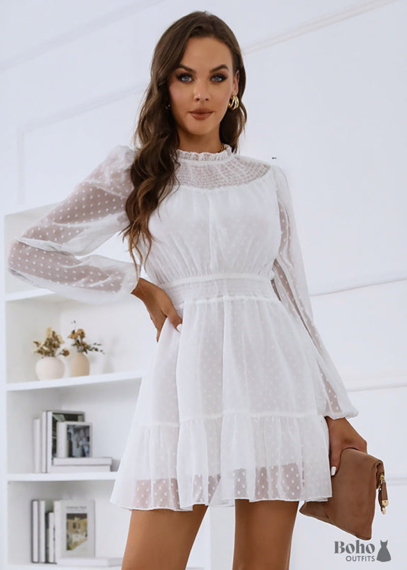 Boho White Lace Mini Dress Valerie - Boho Dress Official