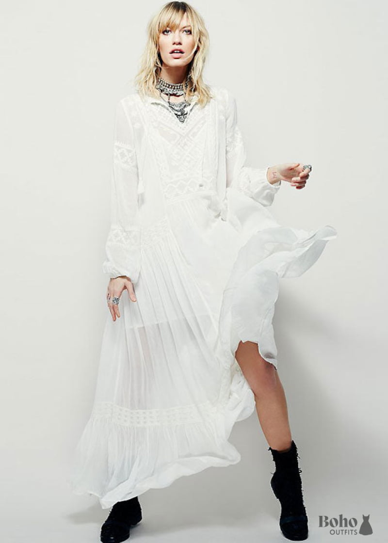 White Boho Maxi Dress Enjoli