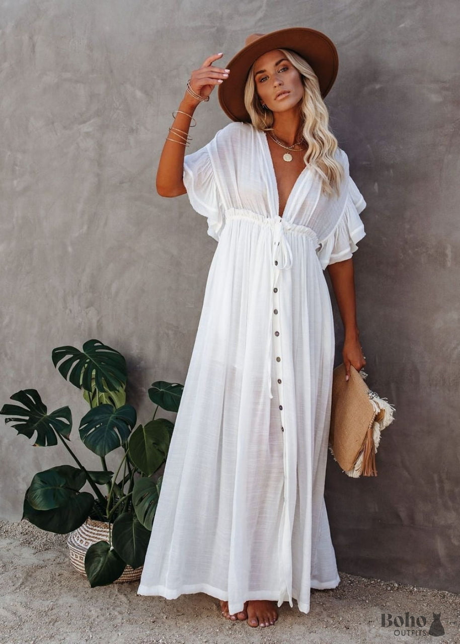 White Boho Maxi Dress, Buy Bohemian Dresses Online