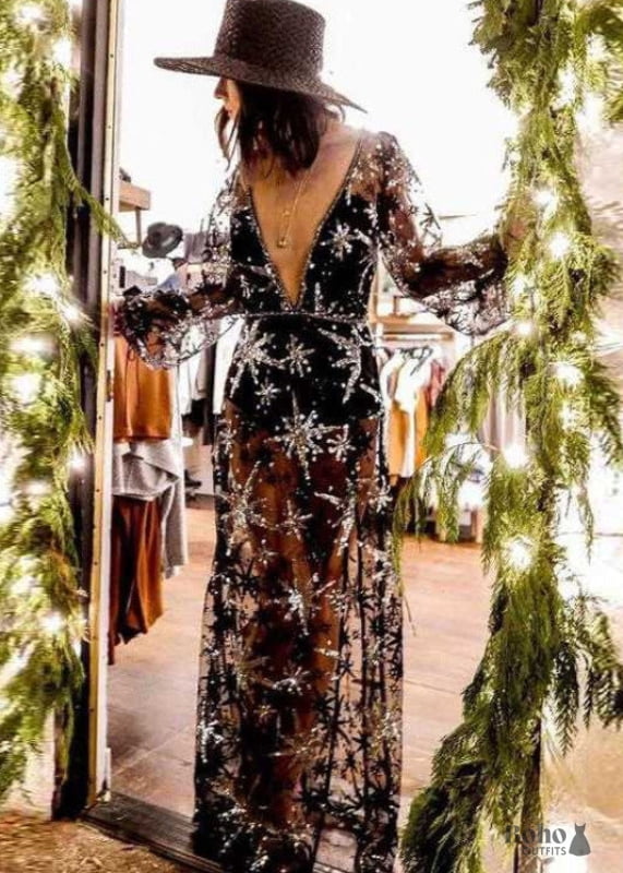 Women Black Lace Long Dress - Boho Dress Official Women Black Lace Long Dress - Boho Dress Official
